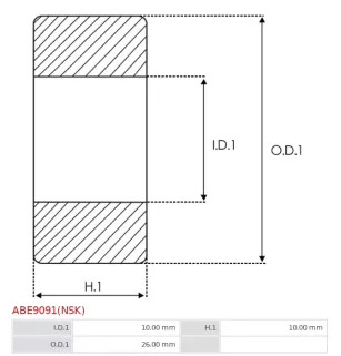 Palier AS-PL UD19508ABE(NSK), CARGO 140784, DELCO 10473711, IKA 8.8256.0, NSK B10-65T1XDDGCM, SKF 620002RS, CASCO CBE58114AS