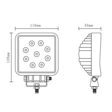 9 LED-Arbeitsscheinwerfer 2250 Lumen