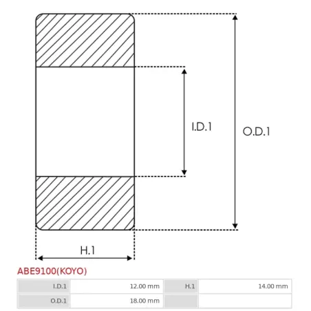 Palier AS-PL UD14521ABE, IKA 8.4098.0, INA 7120721000, KOYO HK1214-BRS, LUK 712072110, SKF HK1214-RS, ELECTROLOG BEA9042