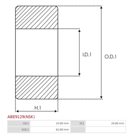 Palier AS-PL UD19512ABE(NSK), BOSCH 1120900009, 1120900043, 1120905007, 1120905043, CARGO 140715, 140879, 141104