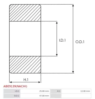 Palier AS-PL UD19473ABE(NACHI), CARGO 140274, 142273, DENSO 949100-1910, 949100-1920, 949100-2170, FAG 60052RSRC3