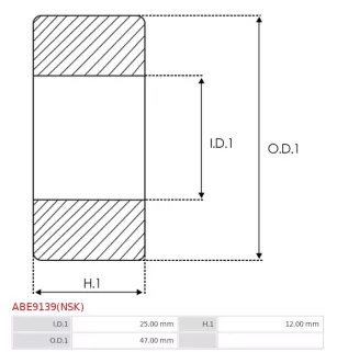 Palier AS-PL UD101758ABE(NSK), CARGO 140274, 142273, DENSO 949100-1910, 949100-1920, 949100-2170, FAG 60052RSRC3