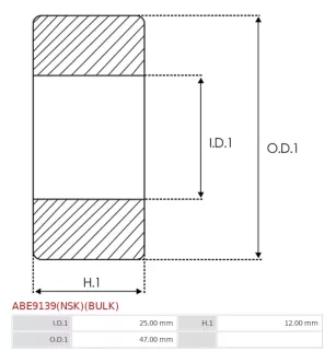 Palier AS-PL UD101758ABE(NSK), CARGO 140274, 142273, DENSO 949100-1910, 949100-1920, 949100-2170, FAG 60052RSRC3