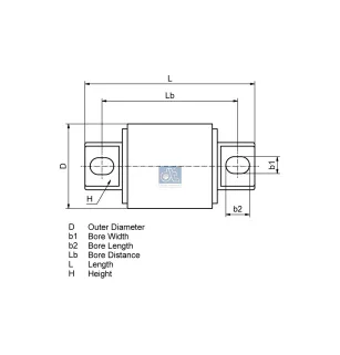 Kit de réparation, stabilisateur en v D: 85 mm, b1: 21 mm, b2: 26 mm, Lb: 130 mm, L: 164 mm, H: 30 mm Pour Renault Kerax