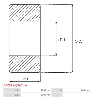 Palier AS-PL UD101833ABE(NACHI), BOSCH 1900905103, 1900905121, 1900905164, 1900905167, CARGO 140078, 140383, 142305