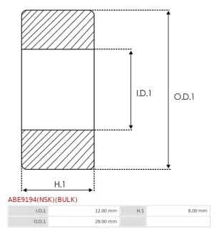 Palier AS-PL UD13092ABE(NSK) pour UD13124ABE(NTN), BOSCH 1900905103, 1900905121, 1900905164, 1900905167, CARGO 140078, 140383