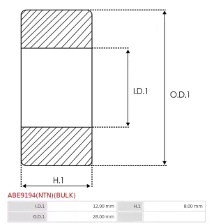 Palier AS-PL UD13092ABE(NSK) pour UD13124ABE(NTN), BOSCH 1900905103, 1900905121, 1900905164, 1900905167, CARGO 140078, 140383