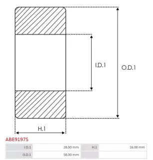 Palier AS-PL 62/28RS pour UD30283ABE, UD41665ABE, CARGO 142021, NTN 62/28LLU/5K, BEARING SIZE 28/58X16, ELECTROLOG BEA5381LLU