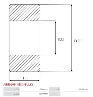 Palier CARGO 141107, FORD F50W-10A304-AA, NSK 6203A4T85LDD18BNC01