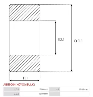 Paliers AS-PL UD03672(KOYO)ABE, BOSCH 1120905013, 1120905041, 1120905044, 1120905045, 1120905050, 1120905051, 1120905060