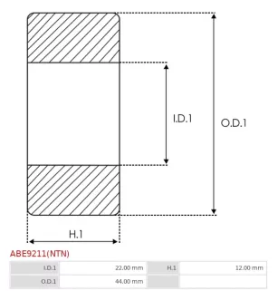 Palier AS-PL UD03355ABE, NSK 60/22DDUC3, NTN 60/22LLU/5K, BEARING SIZE 22/44X12, ELECTROLOG BEA6022, KRAUF WBZ1032