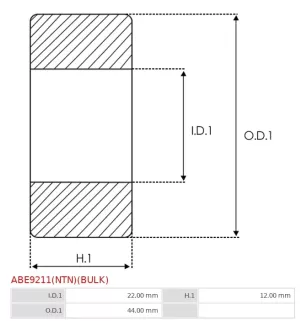 Palier AS-PL UD03355ABE, NSK 60/22DDUC3, NTN 60/22LLU/5K, BEARING SIZE 22/44X12, ELECTROLOG BEA6022, KRAUF WBZ1032