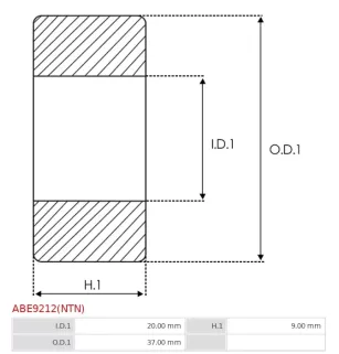 Palier AS-PL UD03364ABE, NSK 6904ZZC3, 6904ZZCM, DNS7S5, NTN 6904Z, 6904ZZC3/5K, BEARING SIZE 20/37X9, ELECTROLOG BEA6904ZZ