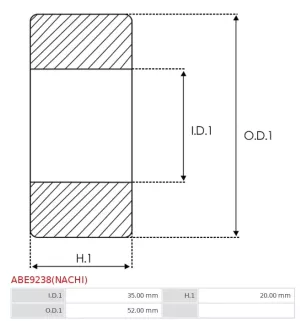 Palier AS-PL UD100712CBE(NACHI), NSK 35BD5220AT1XDDUM3C01, ELECTROLOG BEA5220AT, NACHI 35BG5220GP, 35BG5220GP-2DLKCS38