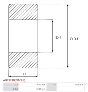 Palier AS-PL UD100714CBE(NACHI), CARGO 250129, 250231, KOYO 83A694, NSK 35BD219T1XDDUM1-01, NTN DF0716, ELECTROLOG BEA219T35