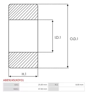 Palier AS-PL UD03685(KOYO)ABE, IKA 8.9107.0, KOYO 16005, KRAUF HHZ2168