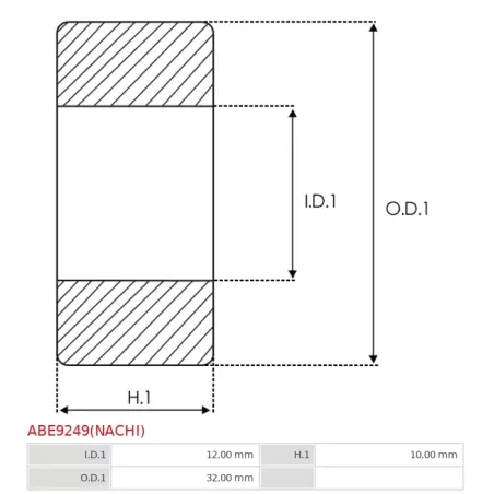 Palier AS-PL UD101842ABE(NACHI), BEARING SIZE 12/32X10, NACHI 6201-2NSE9NRC3