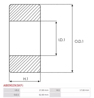 Palier AS-PL UD19484ABE(SKF), CARGO 140401, IKA 8.8278.0, MERCEDES 0069810525, 2541168, SKF 6305/17-2RS, 2541476