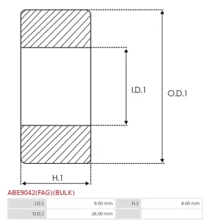 Palier AS-PL UD17572ABE(FAG) pour 233000T005, CARGO 140301, 233001P115, 233001P175, FAG 629-C-2Z-C3, 233006P010