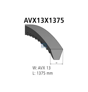 Courroie, L: 1375 mm, W: 13 mm, AVX13X1375 Pour Mack Mid-Liner - Mercedes-Benz G-Klasse, MK-Series (OM 400), NG-Series (OM 400).