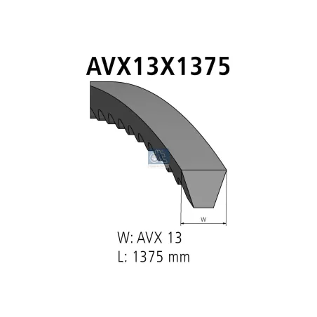 Courroie, L: 1375 mm, W: 13 mm, AVX13X1375 Pour Mack Mid-Liner - Mercedes-Benz G-Klasse, MK-Series (OM 400), NG-Series (OM 400).