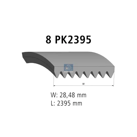 Courroie multi-nervures, 8 PK, L: 2395 mm, W: 28.5 mm, 8PK2395 pour Scania 4-Serie Bus - 1800526