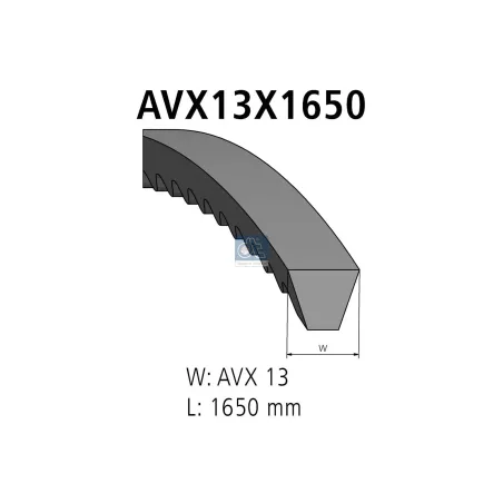 Courroie, L: 1650 mm, W: 13 mm, AVX13X1650 - 0067683