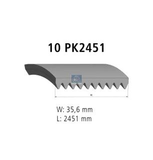 Courroie multi-nervures, 10 PK, L: 2451 mm, W: 35.6 mm, 10PK2451 Pour Scania L, P, G, R, S-Serie, P, G, R, T-Serie - 2436466.