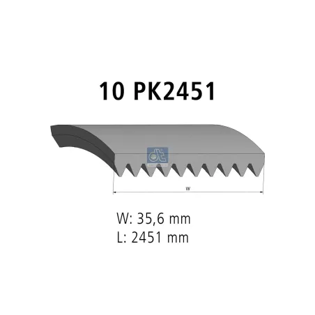 Courroie multi-nervures, 10 PK, L: 2451 mm, W: 35.6 mm, 10PK2451 Pour Scania L, P, G, R, S-Serie, P, G, R, T-Serie - 2436466.