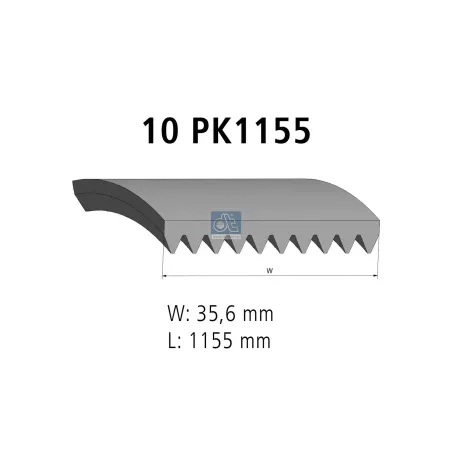 Courroie multi-nervures, 10 PK, L: 1155 mm, W: 35.6 mm, 10PK1155 Pour Scania P, G, R, T-Serie - 2024726.