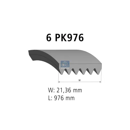 Courroie multi-nervures, 6 PK, L: 976 mm, W: 21.4 mm, 6PK976 Pour VW Crafter - BMW tbd - 60571125 - 60625590 - 037903137G