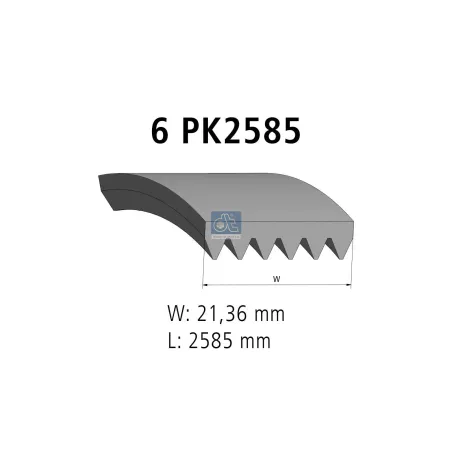 Courroie multi-nervures, 6 PK, L: 2585 mm, W: 21.4 mm, 6PK2585 Pour VW Crafter - 25212-25000 - 25212-25000 - 0109979892