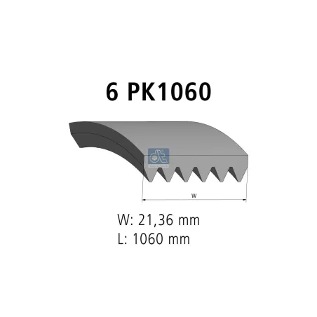 Courroie multi-nervures, 6 PK, L: 1060 mm, W: 21.4 mm, 6PK1060 Pour BMW tbd - 60653029 - 60676136 - 71732386