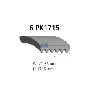 Courroie multi-nervures, 6 PK, L: 1715 mm, W: 21.4 mm, 6PK1715 Pour BMW tbd - 074145933P - 11288573252 - 55566899