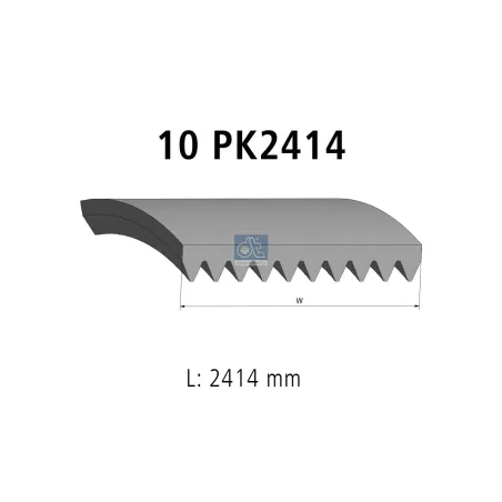 Courroie multi-nervures, 10 PK, L: 2414 mm, W: 35.6 mm, 10PK2414 Pour Scania F, K, N-Serie, C, K-Serie - 2422791 - 2517720.