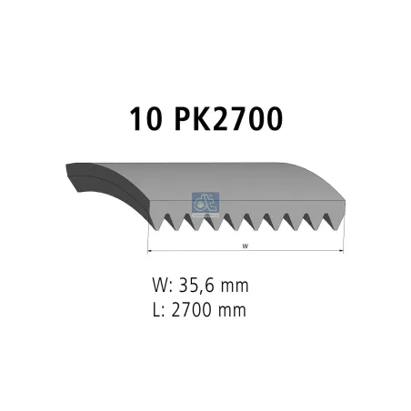 Courroie multi-nervures, 10 PK, L: 2700 mm, W: 35.6 mm, 10PK2700 pour Scania F, K, N-Serie - 1742710