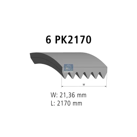 Courroie multi-nervures, 6 PK, L: 2170 mm, W: 21.4 mm, 6PK2170 Pour VW LT - BMW tbd - 074260849S - 11287786765