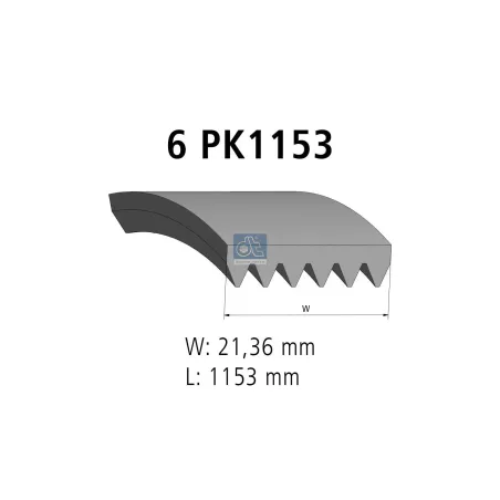 Courroie multi-nervures, 6 PK, L: 1153 mm, W: 21.4 mm, 6PK1153 Pour Citroën Jumper - Fiat Ducato - Peugeot Boxer - BMW tbd.