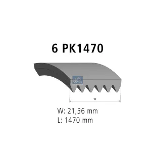 Courroie multi-nervures, 6 PK, L: 1470 mm, W: 21.4 mm, 6PK1470 Pour Citroën Jumper - Fiat Ducato - Peugeot Boxer - BMW tbd.