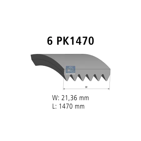 Courroie multi-nervures, 6 PK, L: 1470 mm, W: 21.4 mm, 6PK1470 Pour Citroën Jumper - Fiat Ducato - Peugeot Boxer - BMW tbd.