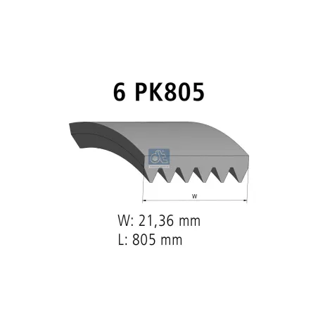 Courroie multi-nervures, 6 PK, L: 805 mm, W: 21.4 mm, 6PK805 Pour Citroën Jumper - Fiat Ducato - Peugeot Boxer - BMW tbd.