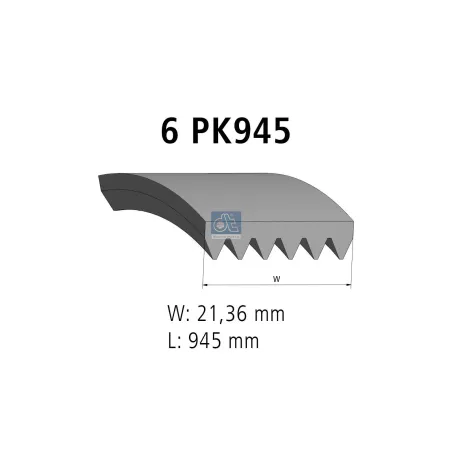 Courroie multi-nervures, 6 PK, L: 945 mm, W: 21.4 mm, 6PK945 Pour Citroën Jumper - Fiat Ducato - Peugeot Boxer - BMW tbd.