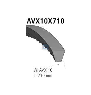 Courroie, L: 710 mm, W: 10 mm, AVX10X710 Pour Citroën Jumper - Fiat Ducato - Peugeot Boxer - Cummins tbd - 1040002103.