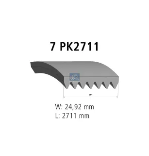 Courroie multi-nervures, 7 PK, L: 2711 mm, W: 24.9 mm, 7PK2711 Pour Ford Transit - 1099892 - 1129181 - YC1E-6C301-AB.