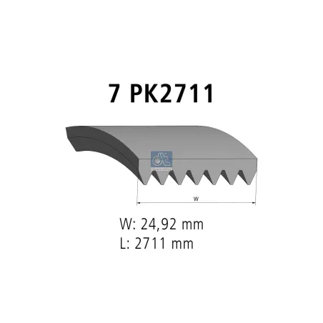 Courroie multi-nervures, 7 PK, L: 2711 mm, W: 24.9 mm, 7PK2711 Pour Ford Transit - 1099892 - 1129181 - YC1E-6C301-AB.