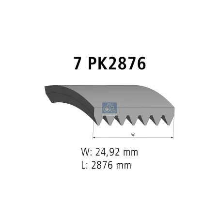 Courroie multi-nervures, 7 PK, L: 2876 mm, W: 24.9 mm, 7PK2876 Pour Ford Transit - 1099893 - 1129182 - YC1E-6C301-BB.