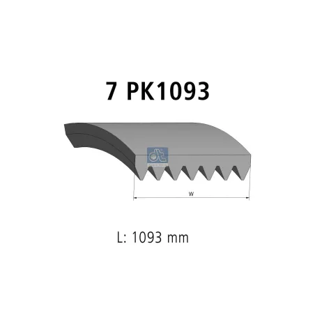 Courroie multi-nervures, 7 PK, L: 1093 mm, W: 24.9 mm, 7PK1093 Pour Toyota Hilux - 90916-02523 - 90916-T2005.