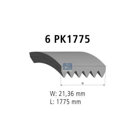 Courroie multi-nervures, 6 PK, L: 1775 mm, W: 21.4 mm, 6PK1775 pour Ford Transit, BMW tbd - 1004487