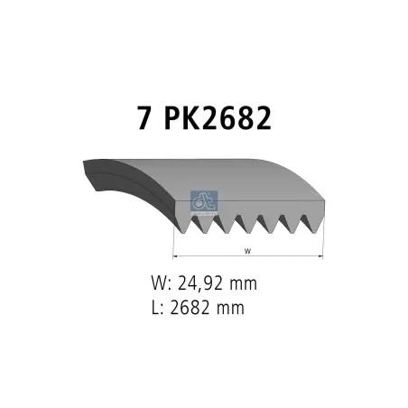 Courroie multi-nervures, 7 PK, L: 2682 mm, W: 24.9 mm, 7PK2682 pour Ford Transit - 1440086