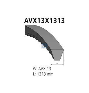 Courroie, L: 1313 mm, W: 13 mm, AVX13X1313 - 322225 - 323225 - 323665 - 720500217 - 720500450 - 2612375 - 2612428.